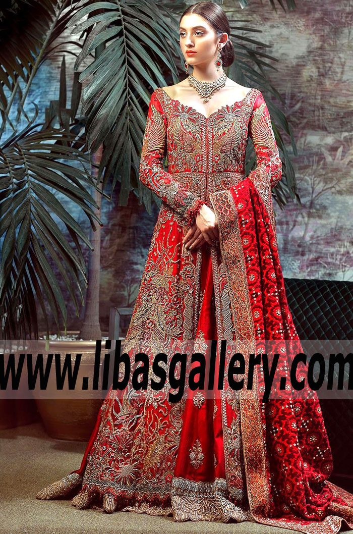 New Style Red Zantedeschia bridal Lehenga