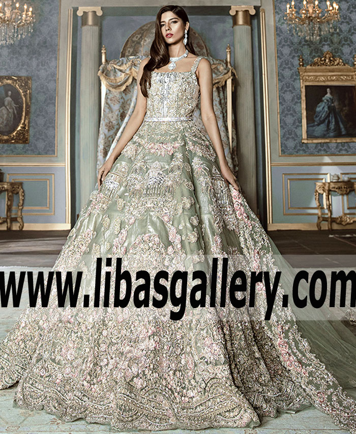 Dazzling Pale Mint Lilium Bridal Gown