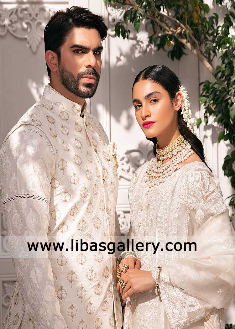 Dove White Embroidered Waistcoat Design for Men