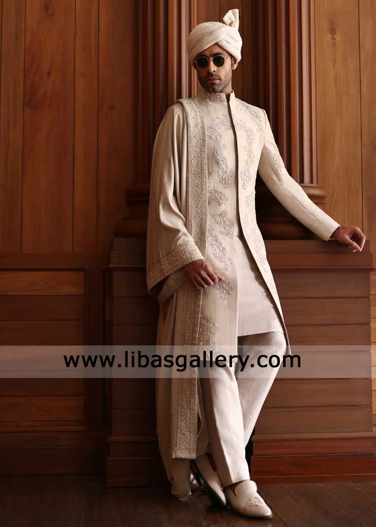 fawn premium groom wedding sherwani for nikah