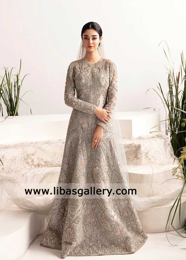 Grey Luxury Mermaid lehenga hand embellished for wedding