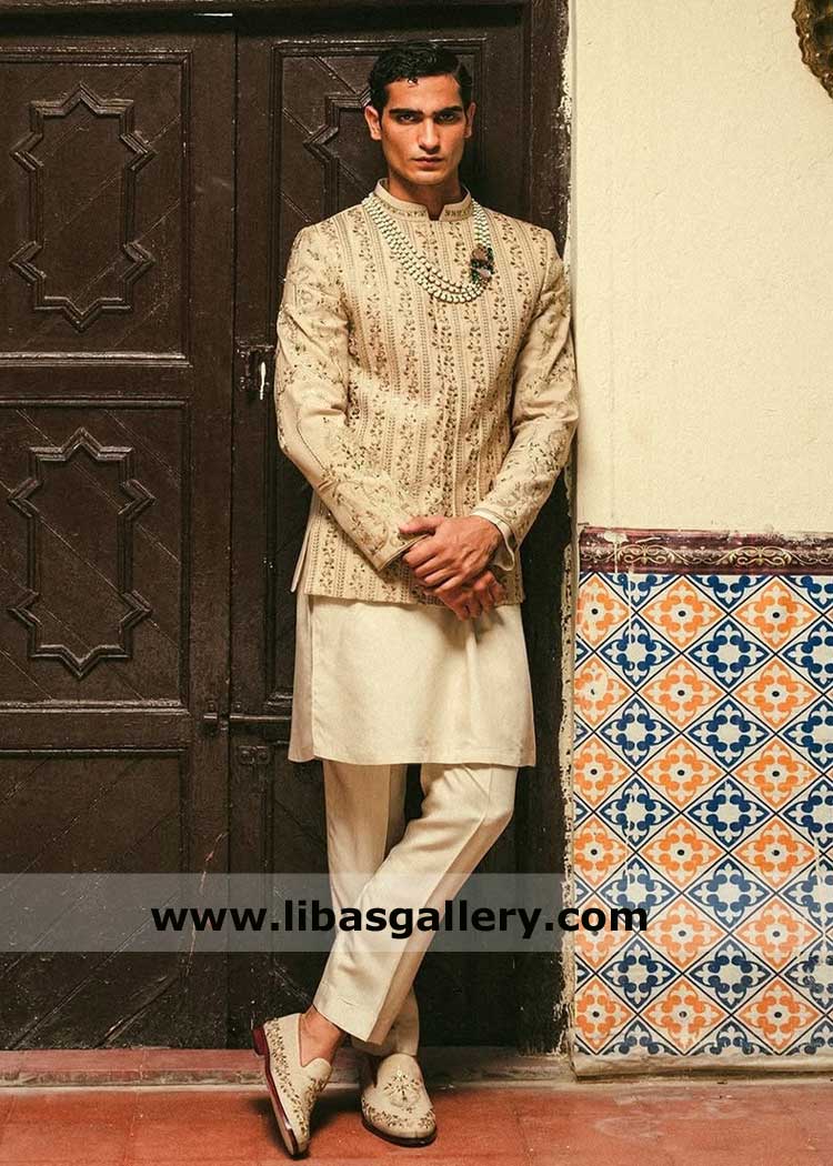 Ecru Gold Exclusive Groom Prince Coat