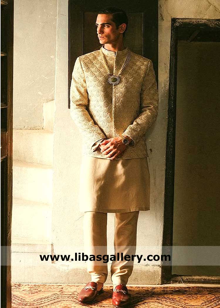 Geometric Motifs Gold Groom prince coat