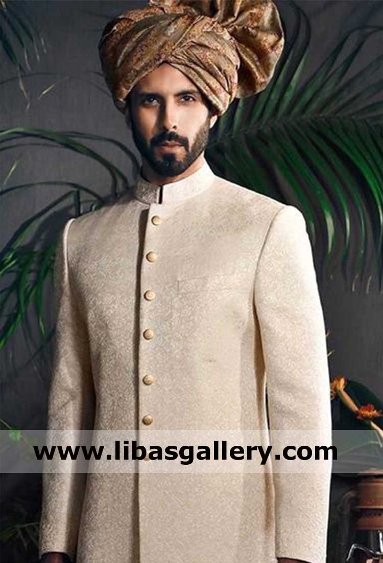 Dark shade jamawar printed fabric groom turban style