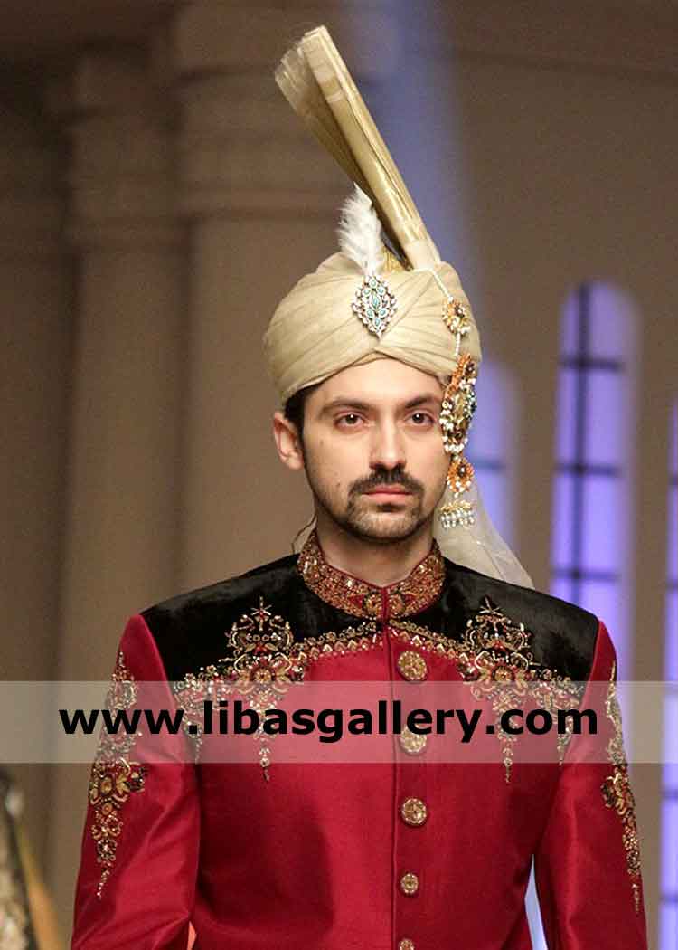 Gold Organza Men Turban for Wedding Nikah day