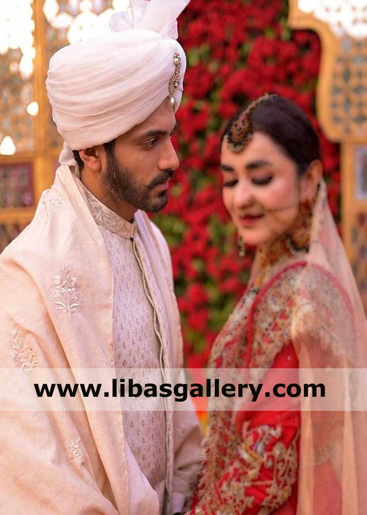 White Pretied Bespoke Men Wedding Turban for Nikah Barat