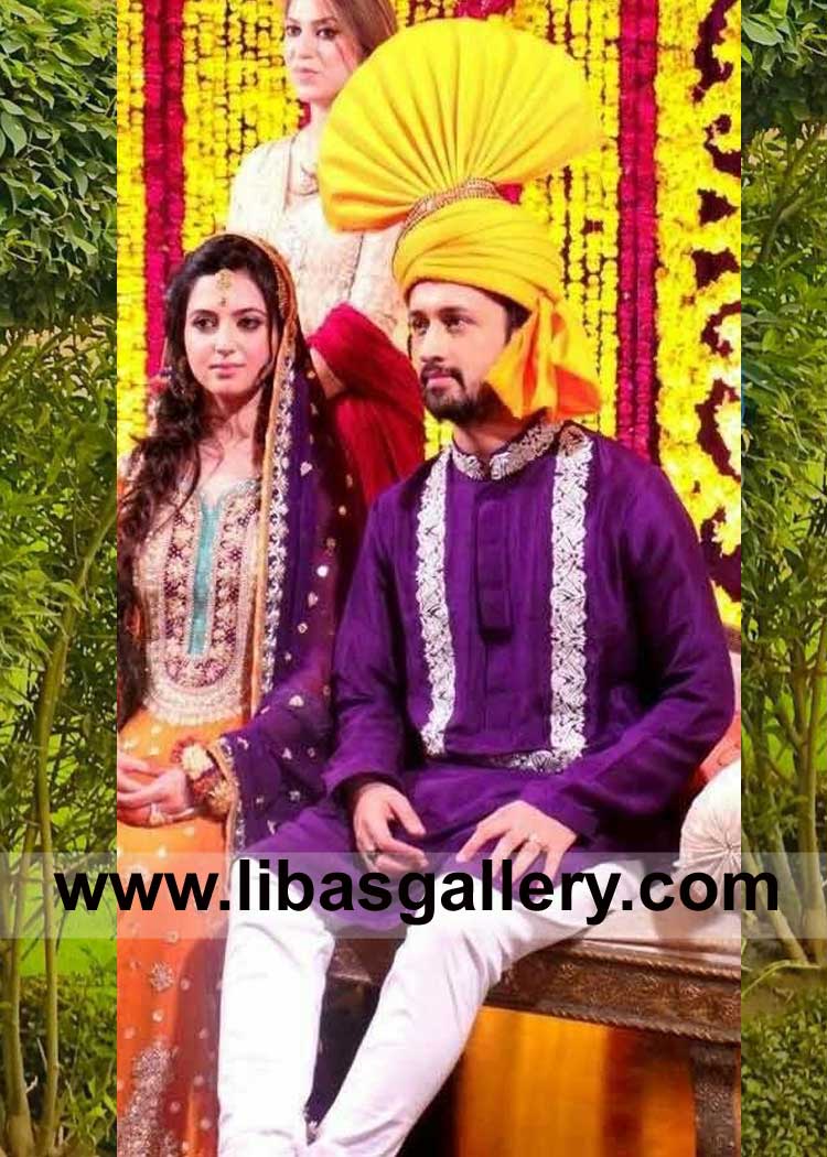 Yellow Traditional Men Turban for Mehndi Wedding Event