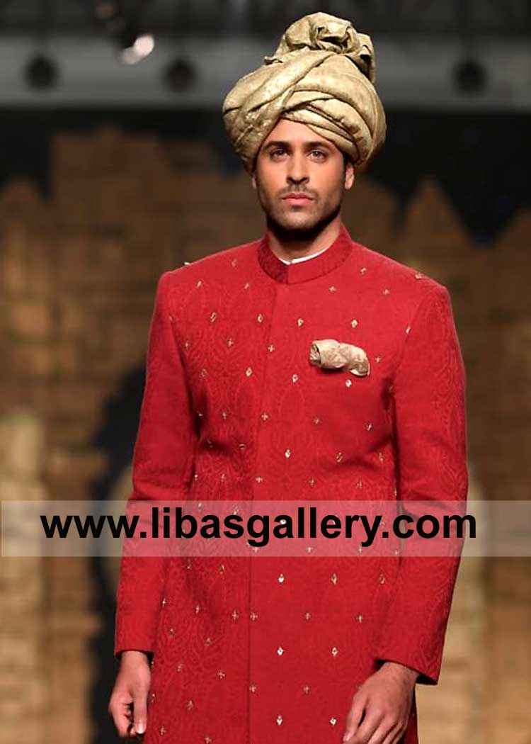Gold Jamawar Groom Nikah Time Pretied Pagri