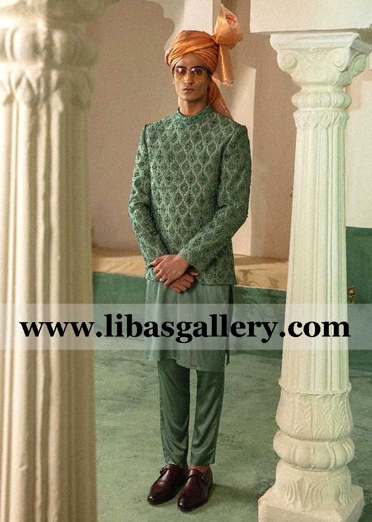 luxury heavy embellished groom prince coat for nikah barat