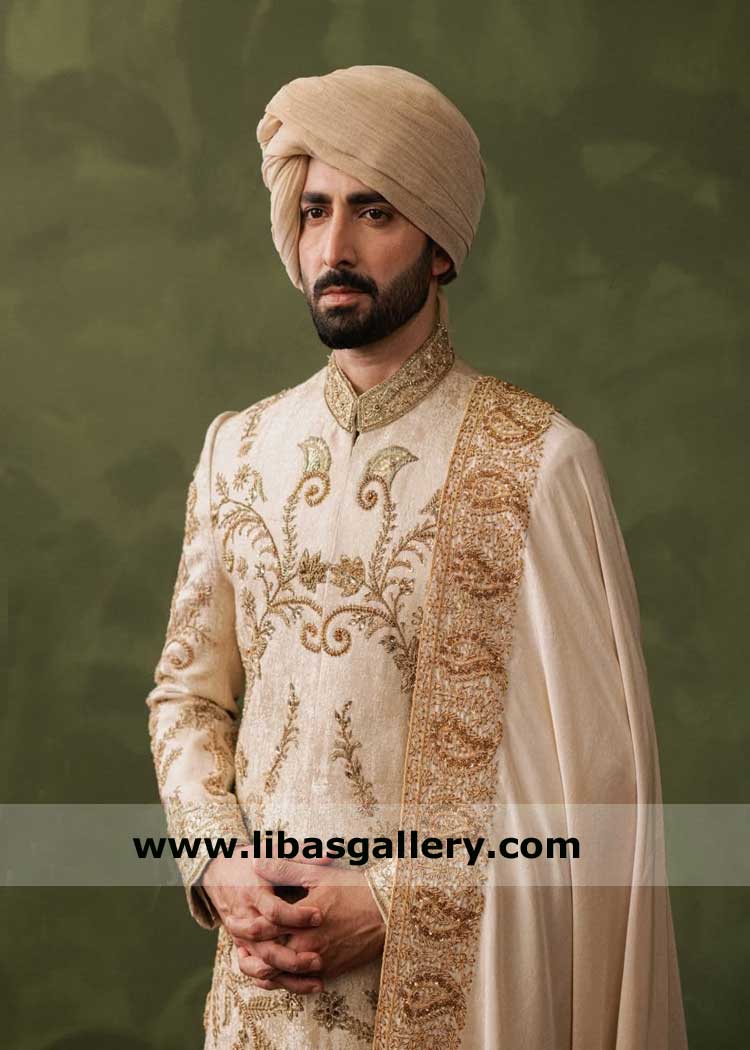 Rosy Gold Groom Nikah Turban Style