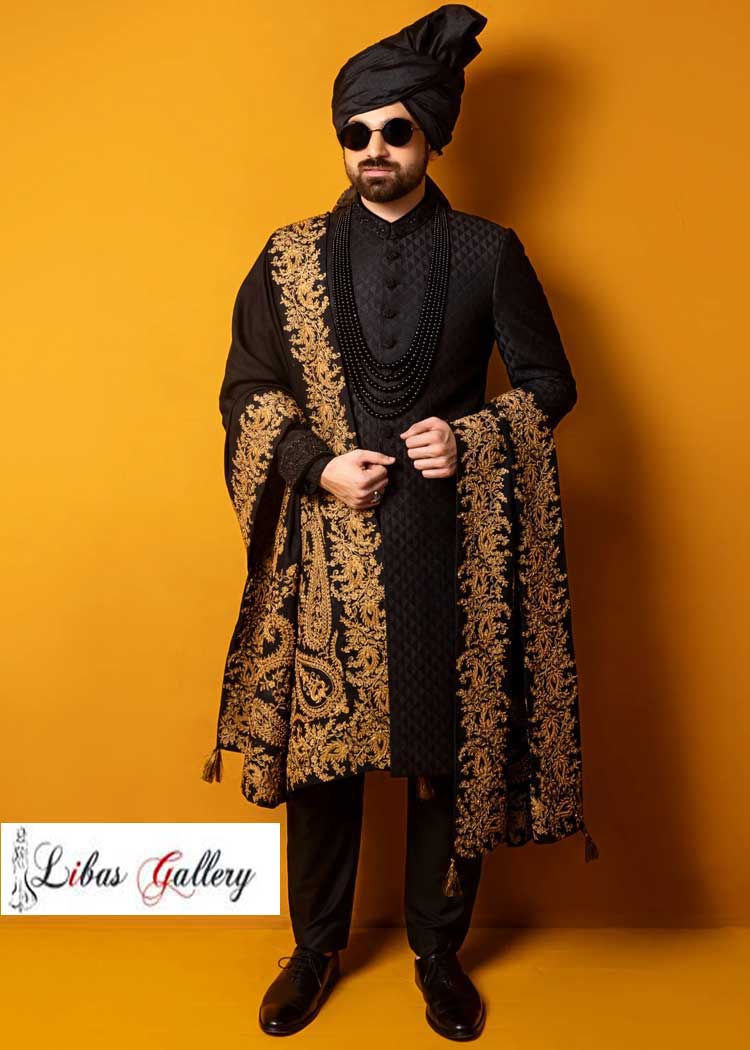 Black Groom wedding turban for Nikah