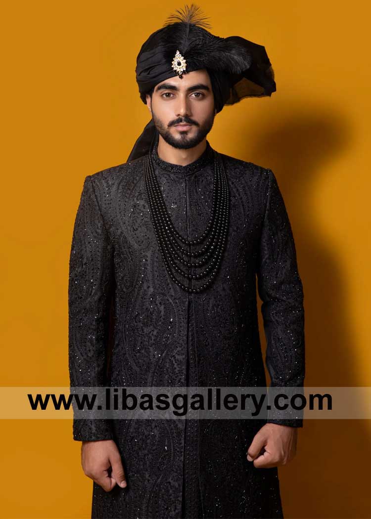 black organza wedding turban for groom, nikah black turban for dulha, Pakistani turbans for weddings UK USA Canada Dubai Australia Qatar