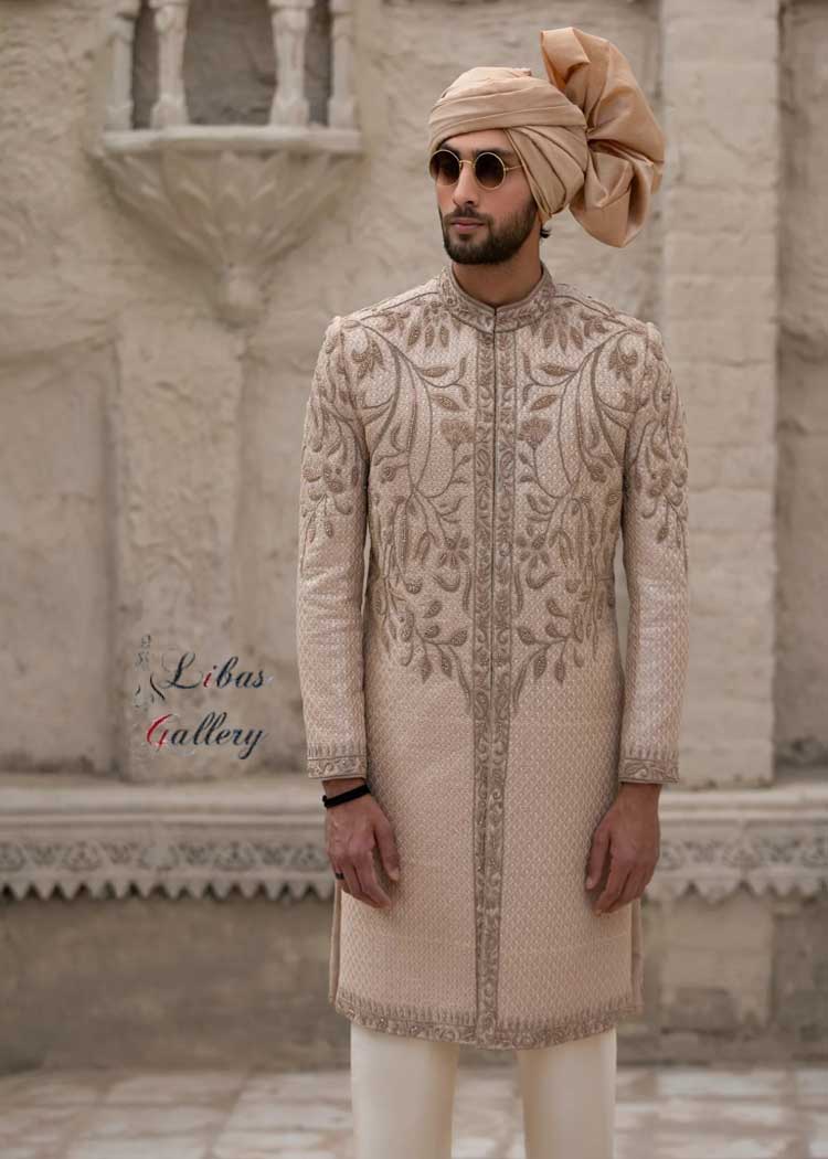 Pale Taupe Groom Big Shamla Turban