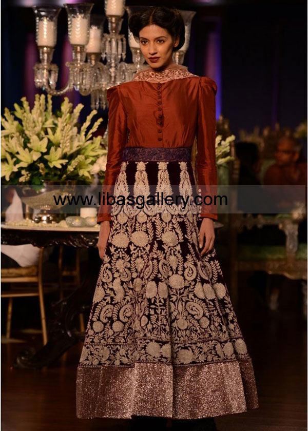 Rich embellished Manitoba Indian Wedding Dresses