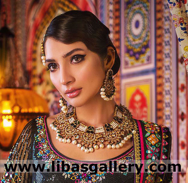 Black and Emerald Green Wedding Jewellery Set 