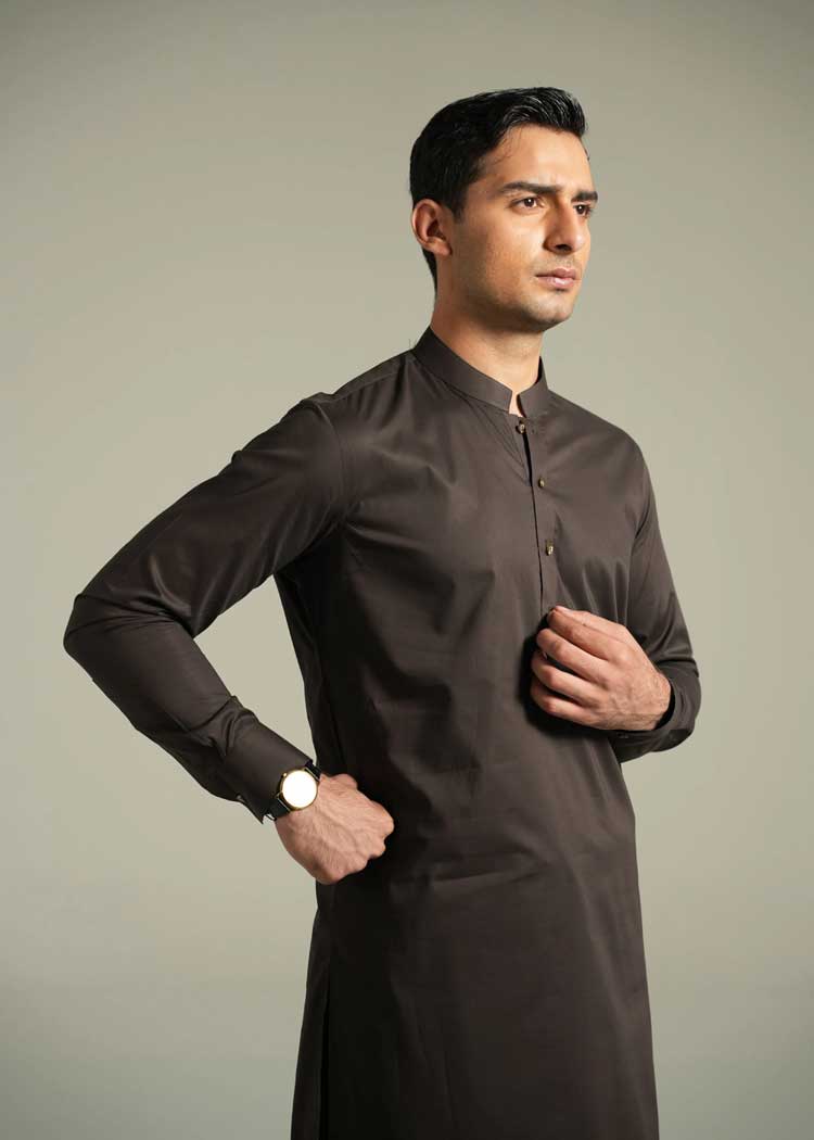 Wood brown stylish Kameez Shalwar for Men Daily wear
