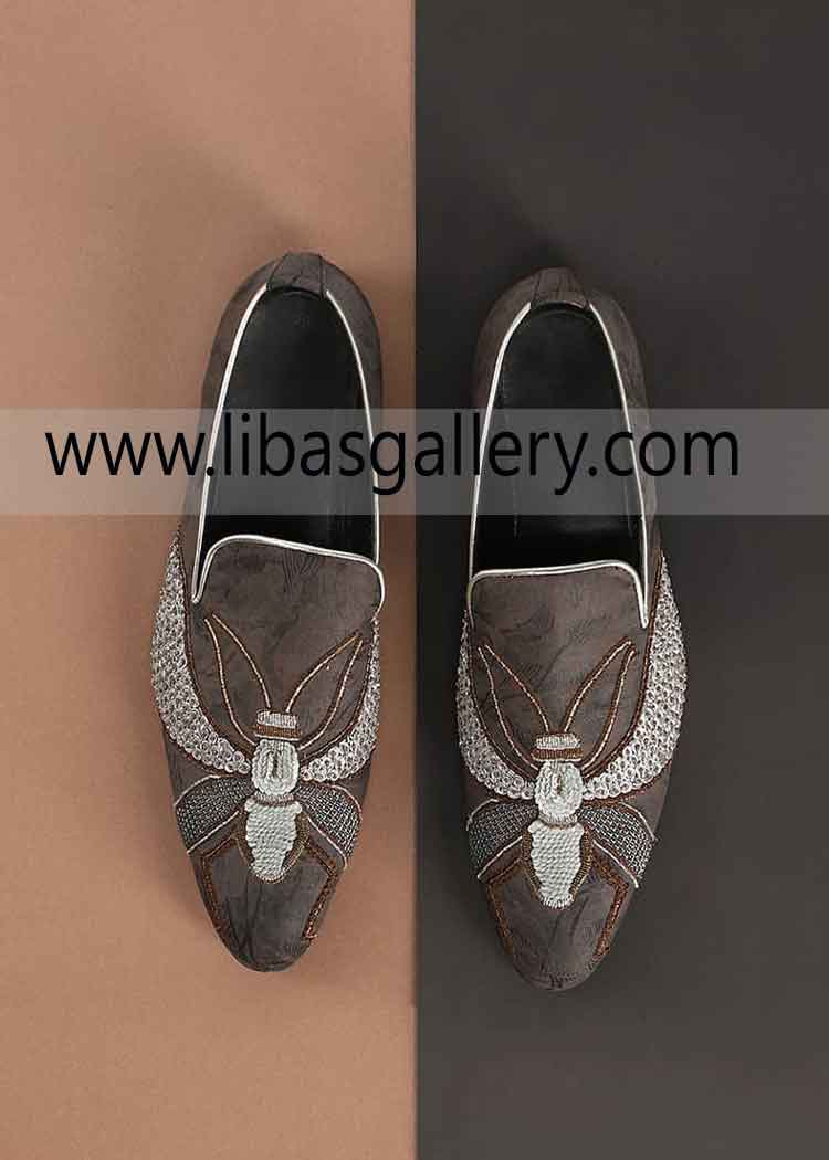 Unique Bee Design work Groom Wedding khussa