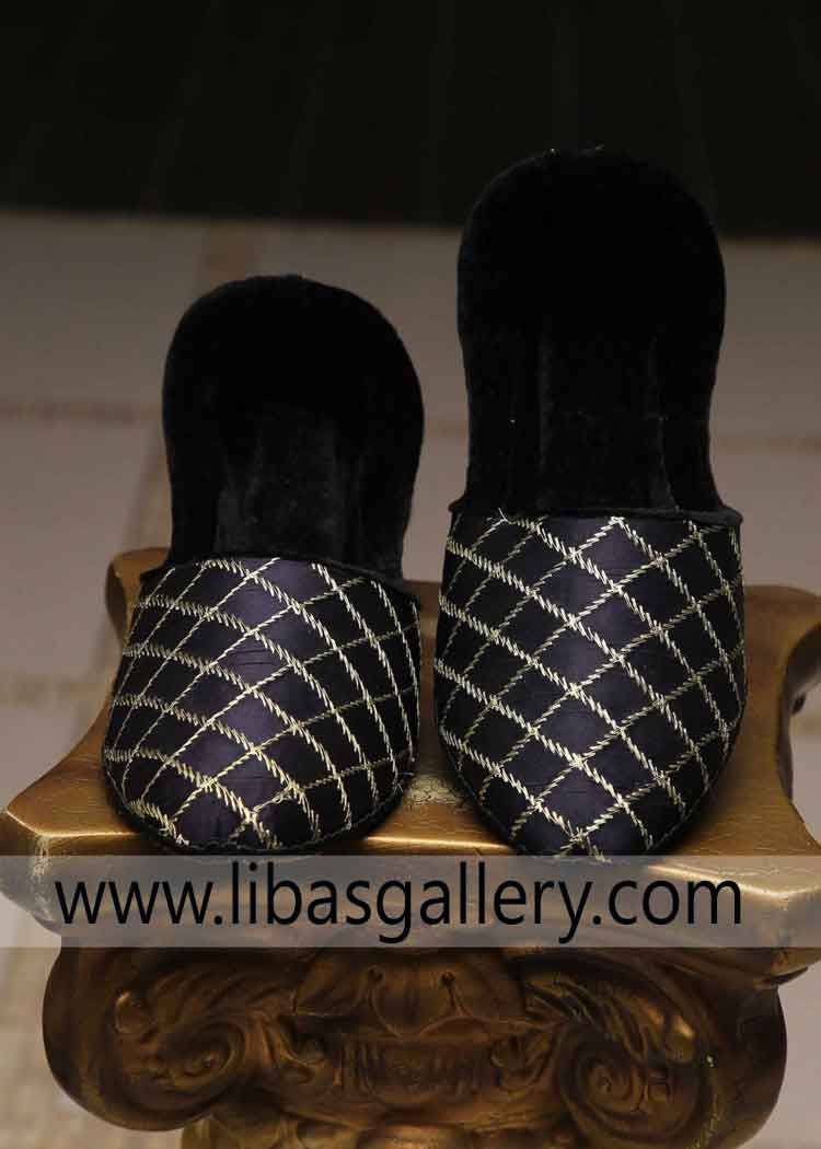 Black Embroidered Groom Wedding Khussa Style