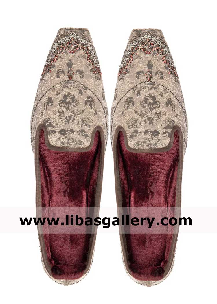 Men Khussa stone grey color for Wedding day