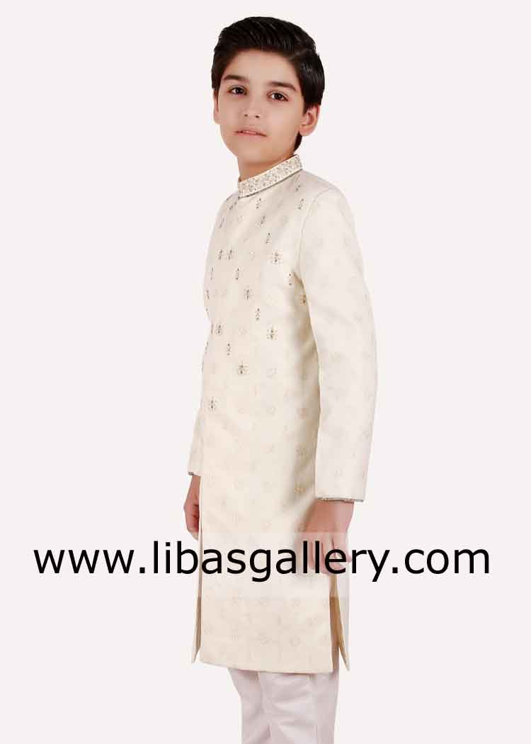 adorable kids boys sherwani in cream color 