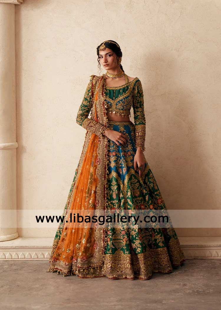 lehenga choli with hand work and dupatta borders