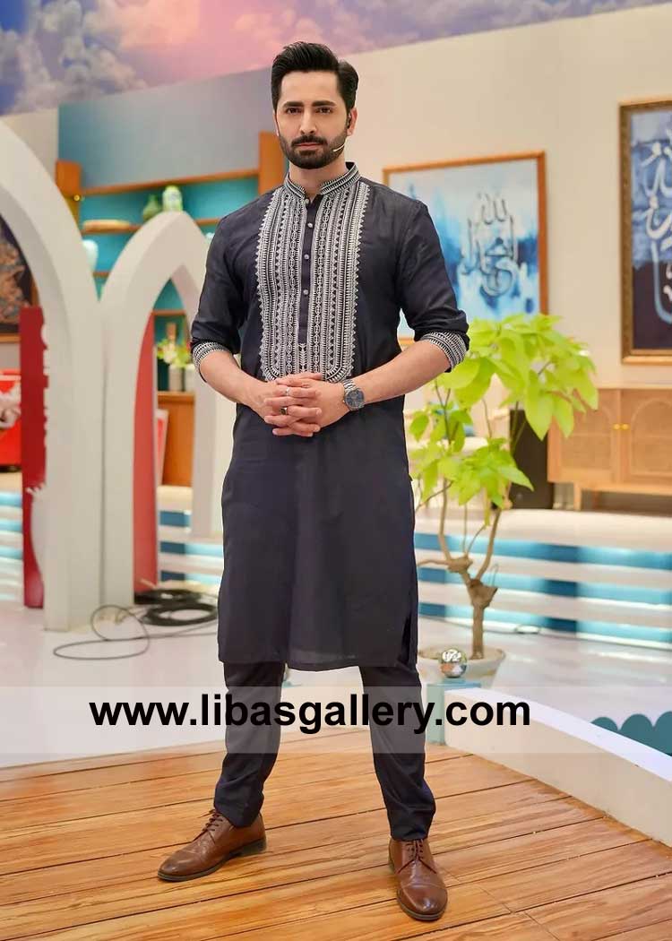 Festive Embroidered Men kurta with Trouser nature of Eid