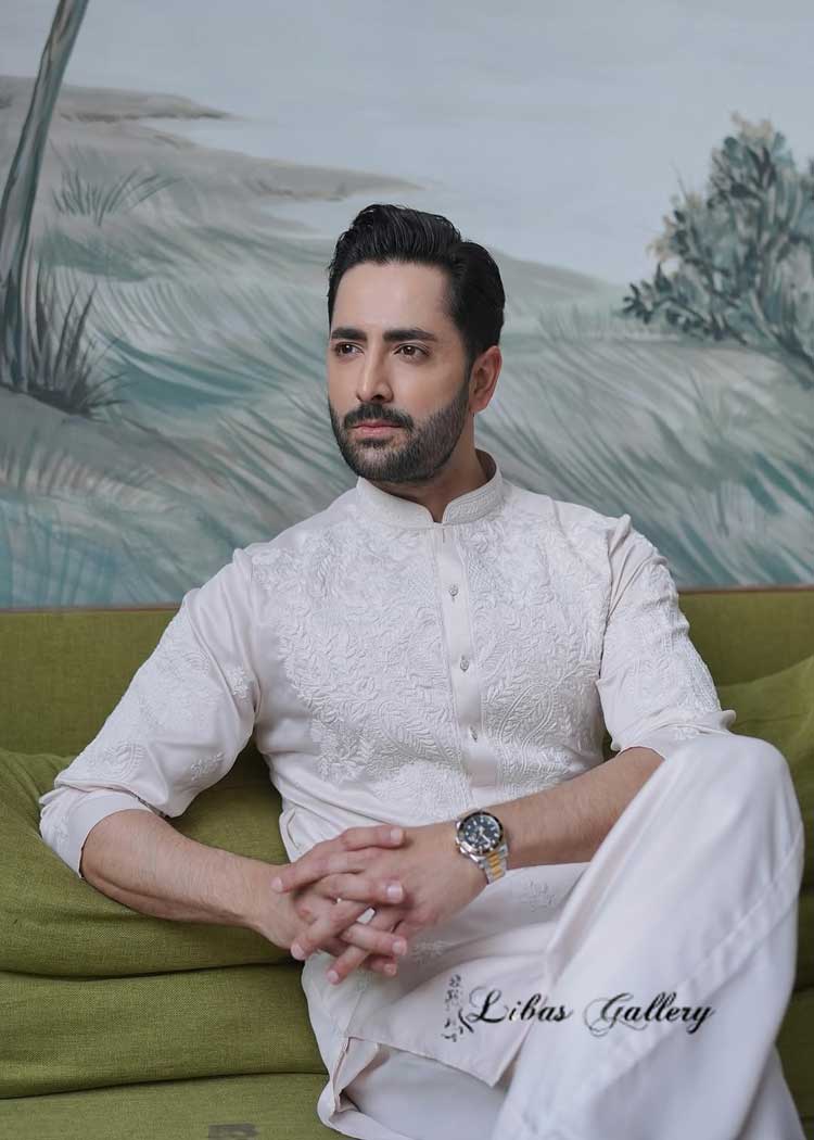 Exclusive Powder Pink Men Embroidered Kurta with Bell Bottom Pants