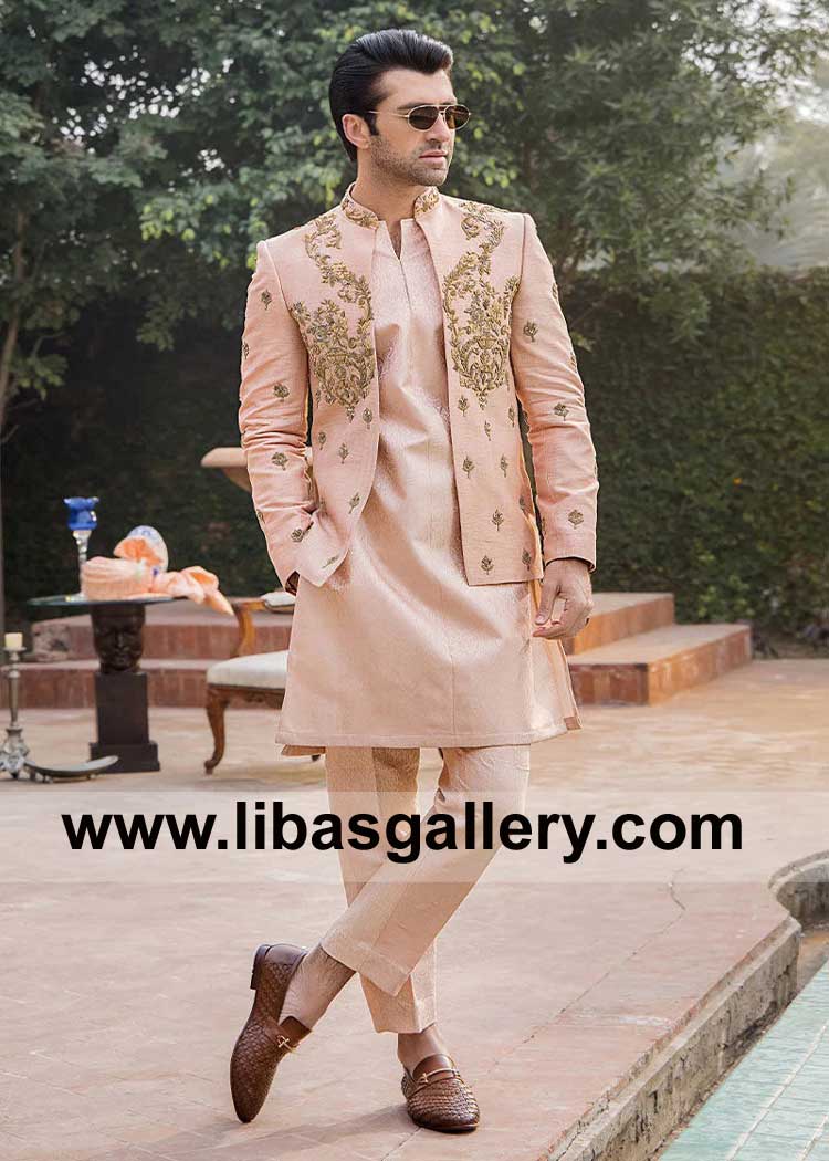 Groom Golden Glow Raw Silk Prince Coat