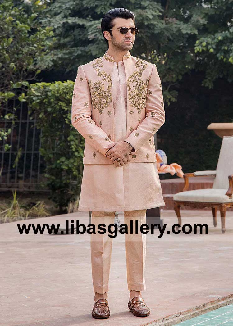 Groom Golden Glow Raw Silk Prince Coat