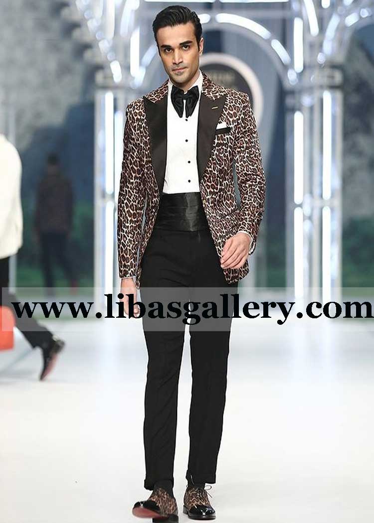 Cheetah Print Tuxedo with straight pants for men