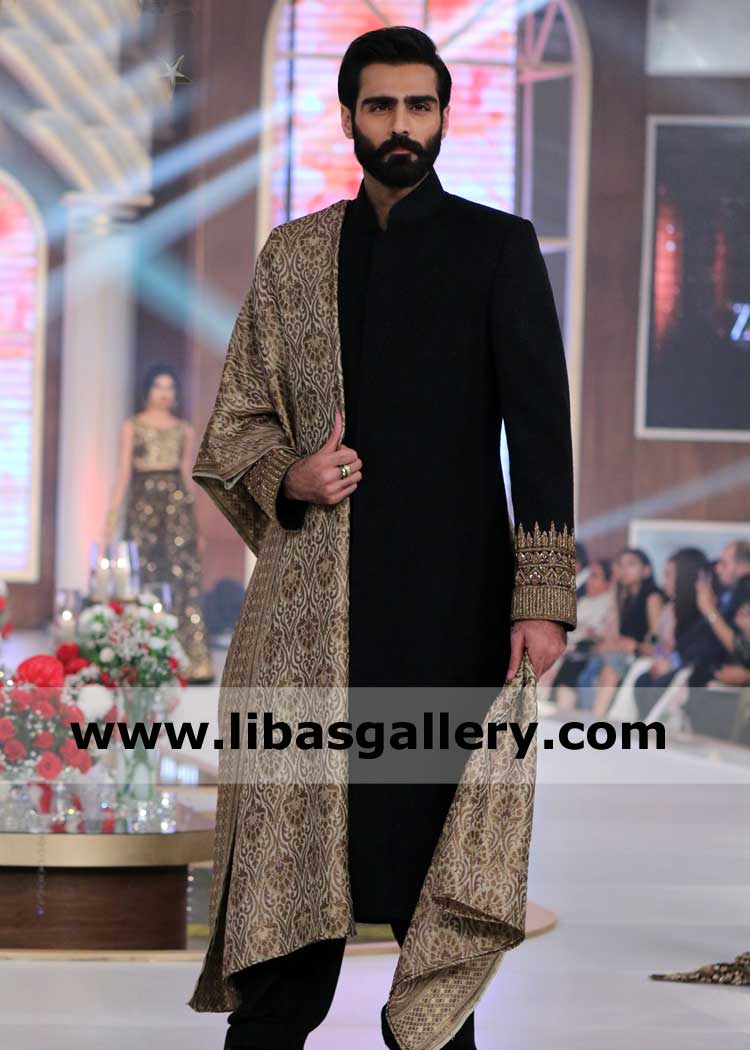 Gold Jamawar Royal Prince Style Groom Marriage Shawl