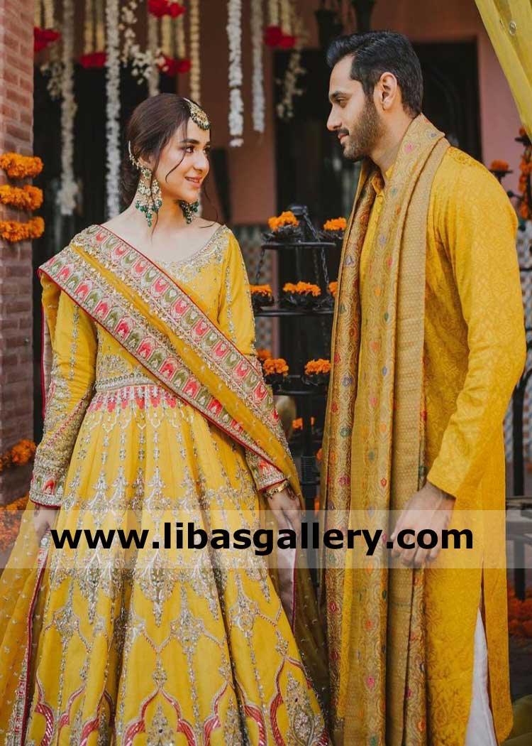 Gold Jamawar Royal Designer Wedding Shawl for Men