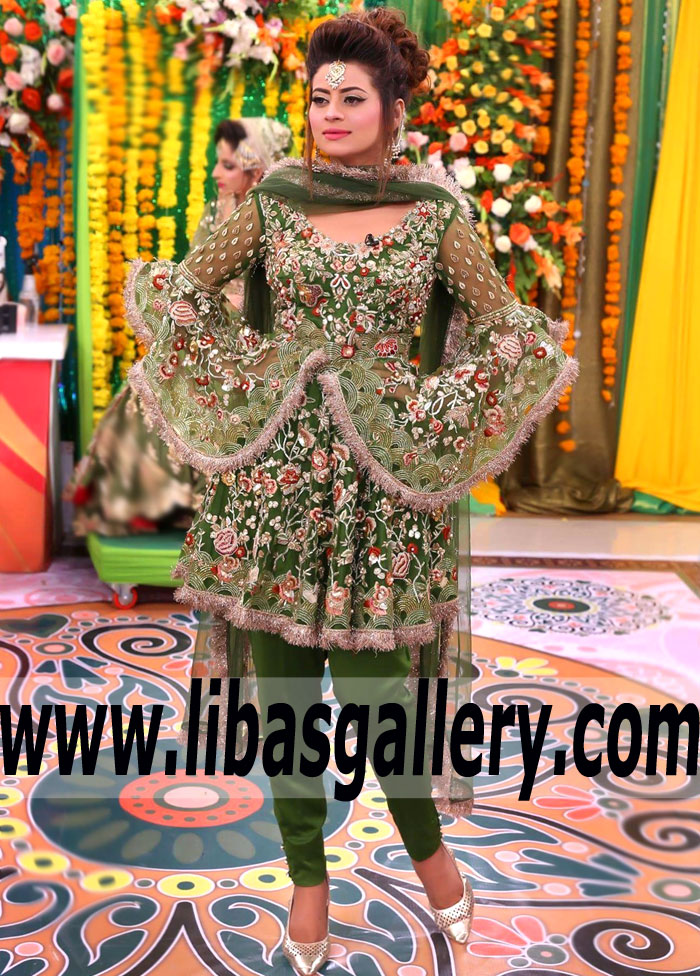 Trendiest Green Cymbidium Bridesmaid Peplum