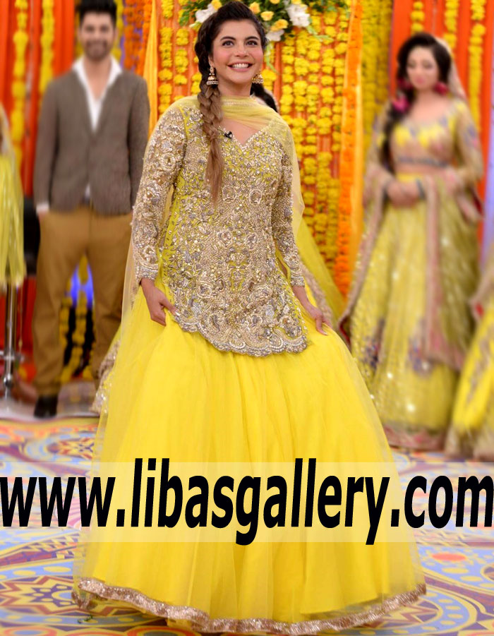 Wonderful Naples Yellow Matthiola Evening Lehenga
