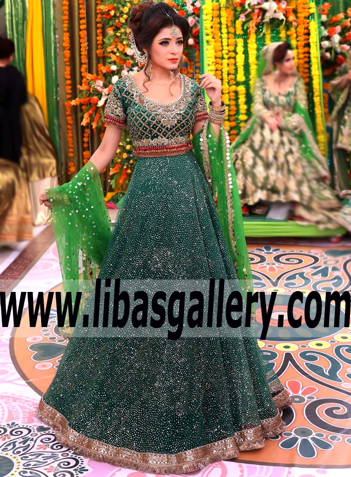 Gorgeous Teal Green Hydrangea Bridesmaid Lehenga
