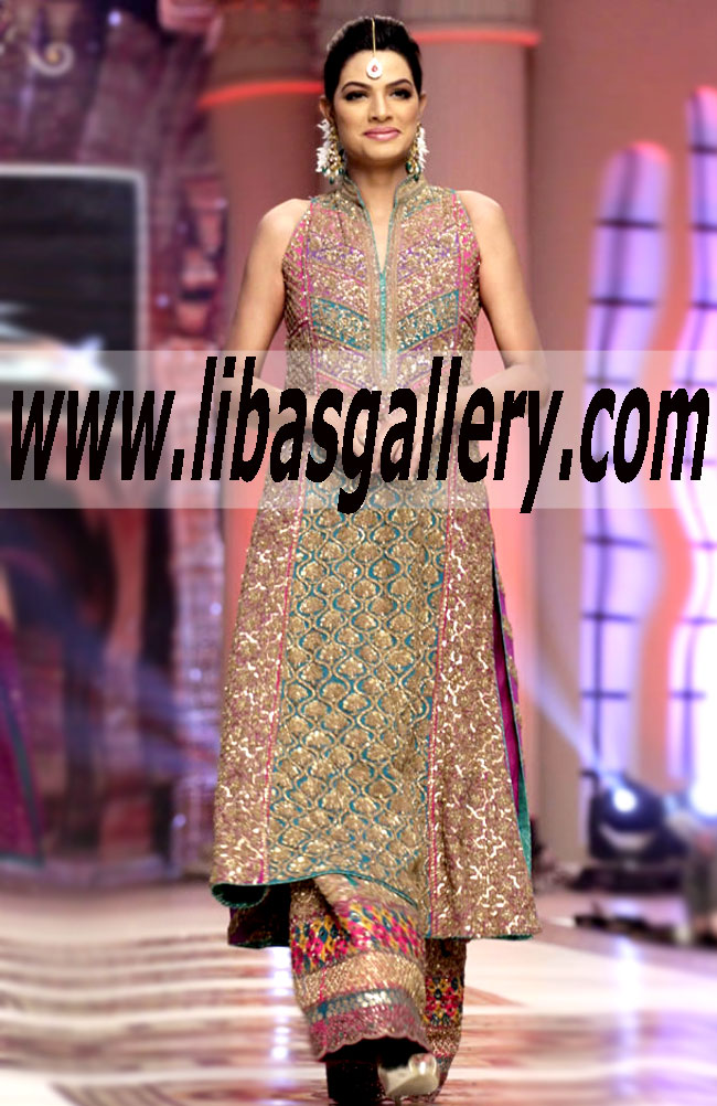 The 2015 Umar Sayeed Glamour bridal collection colors-lover dream come true and yes, Umar Sayeed really big on colored wedding dresses at Telenor Bridal Couture Week