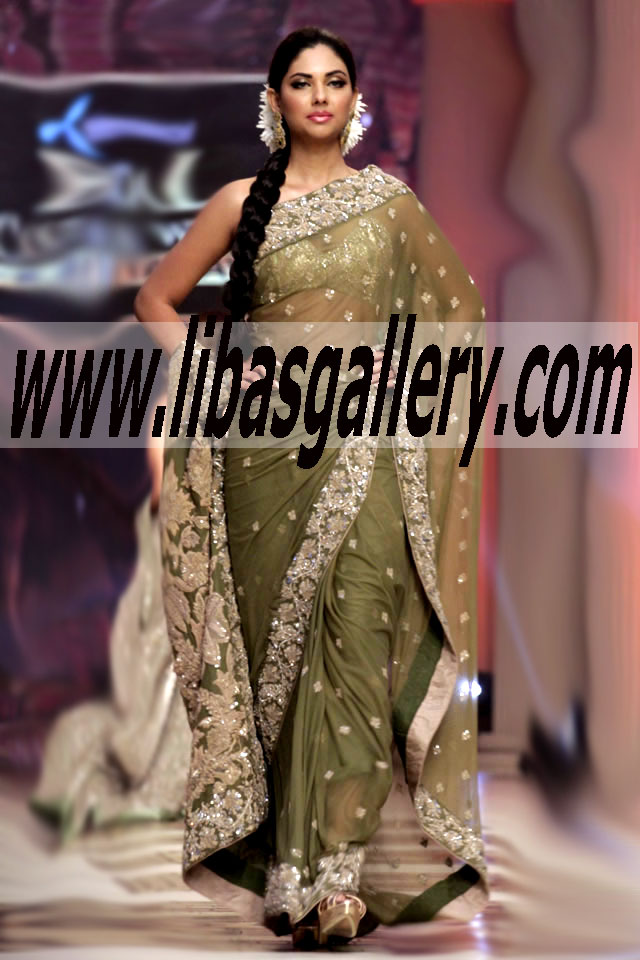Buy Online Latest Bridal Week Lahore 2014 Pakistani Party and Wedding Sarees Outfits in Discounted Prices. Umar Sayeed Bridal Saree at Telenor Bridal Couture Week in Los Angeles, Yuba City, San Jose, San Francisco, Sacramento