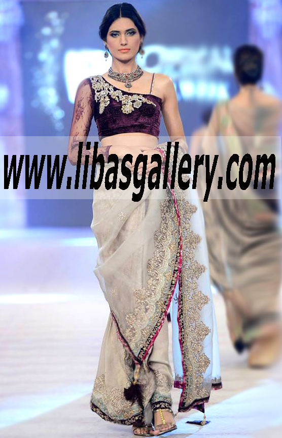 Buy Online Designer Nickie Nina Saree Velvet Blouse Dresses on PFDC L`Oreal Paris Bridal Week. Discover the Nickie Nina Latest Sari Fashion for Weddings and Special Occasions. Affordable Prices