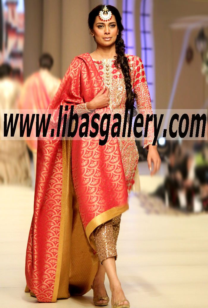 Designer FARAZ MANAN Pakistani formal Dresses Online Shopping | Buy Telenor Bridal Couture Week formal Dresses | Occasion Dresses For Girls - www.libasgallery.com 