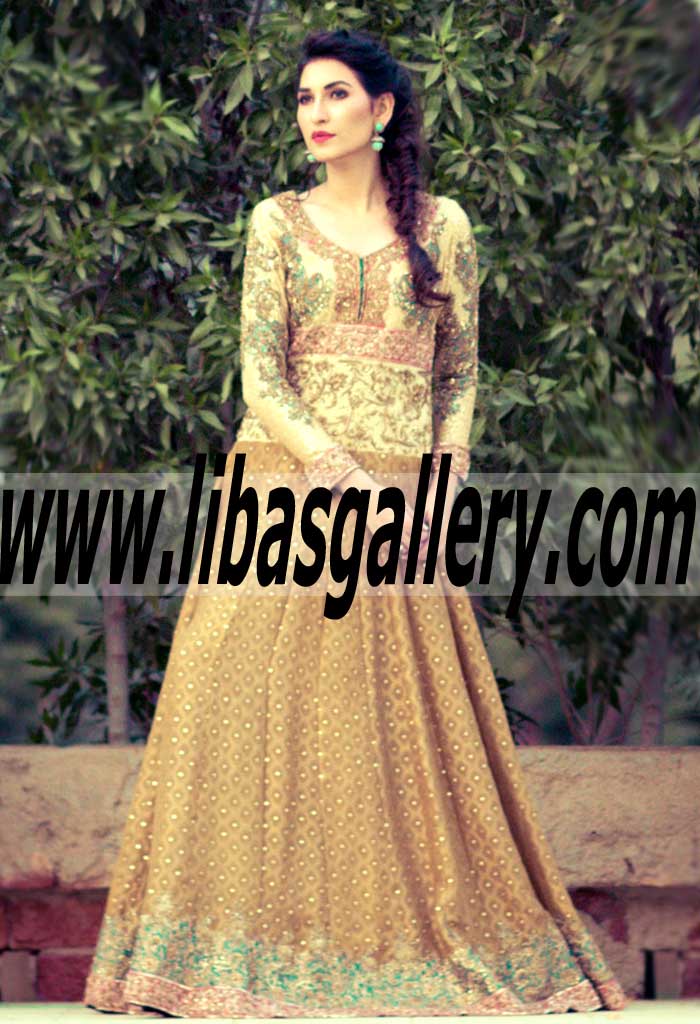 Bridal Couture Week Occasion Dresses for Wedding Guests by Umsha by Uzma Babar Embellished Anarkali Dresses Woking UK
