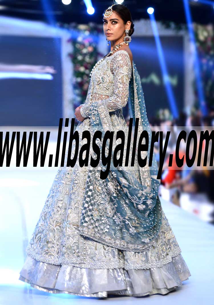 Miraculous Bridal angrakha Style Dress with Outstanding Embellishments