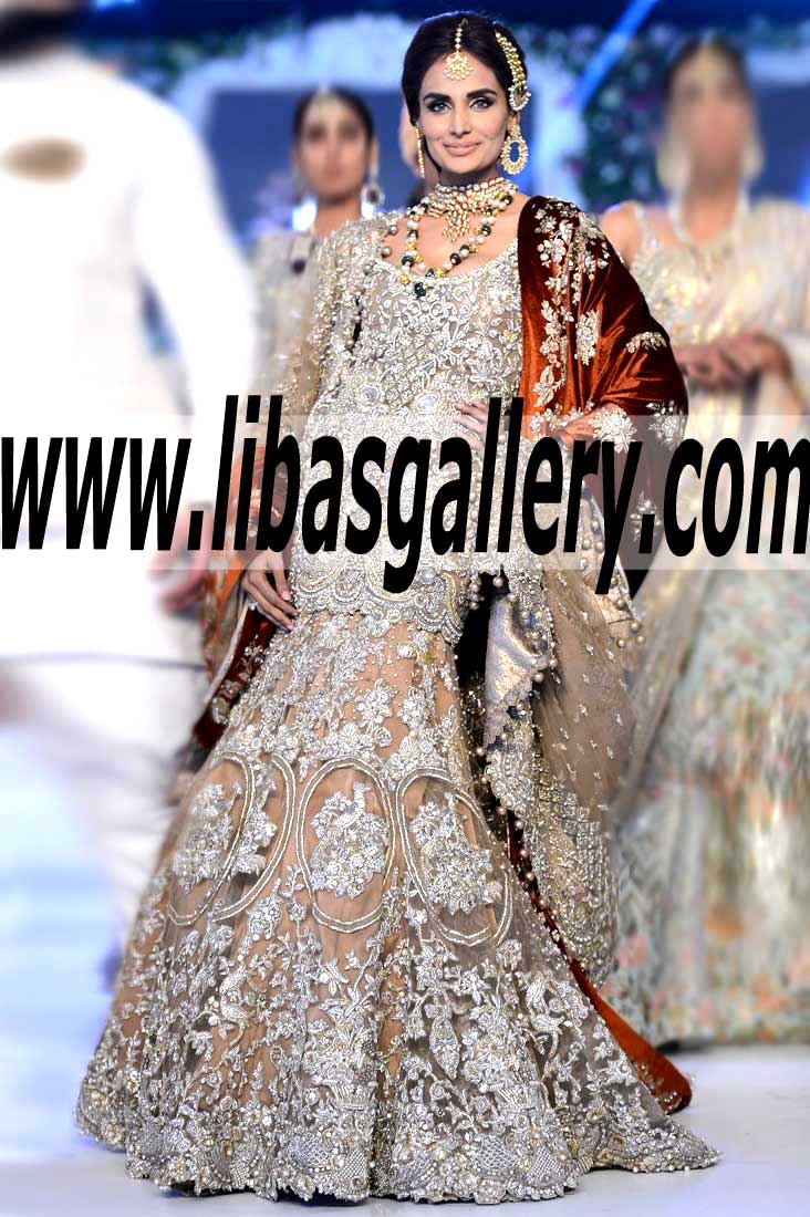 Lavishing and Luxury Wedding Bridal Dress with Bridal Lehenga and charming sweet embellishments Dupatta