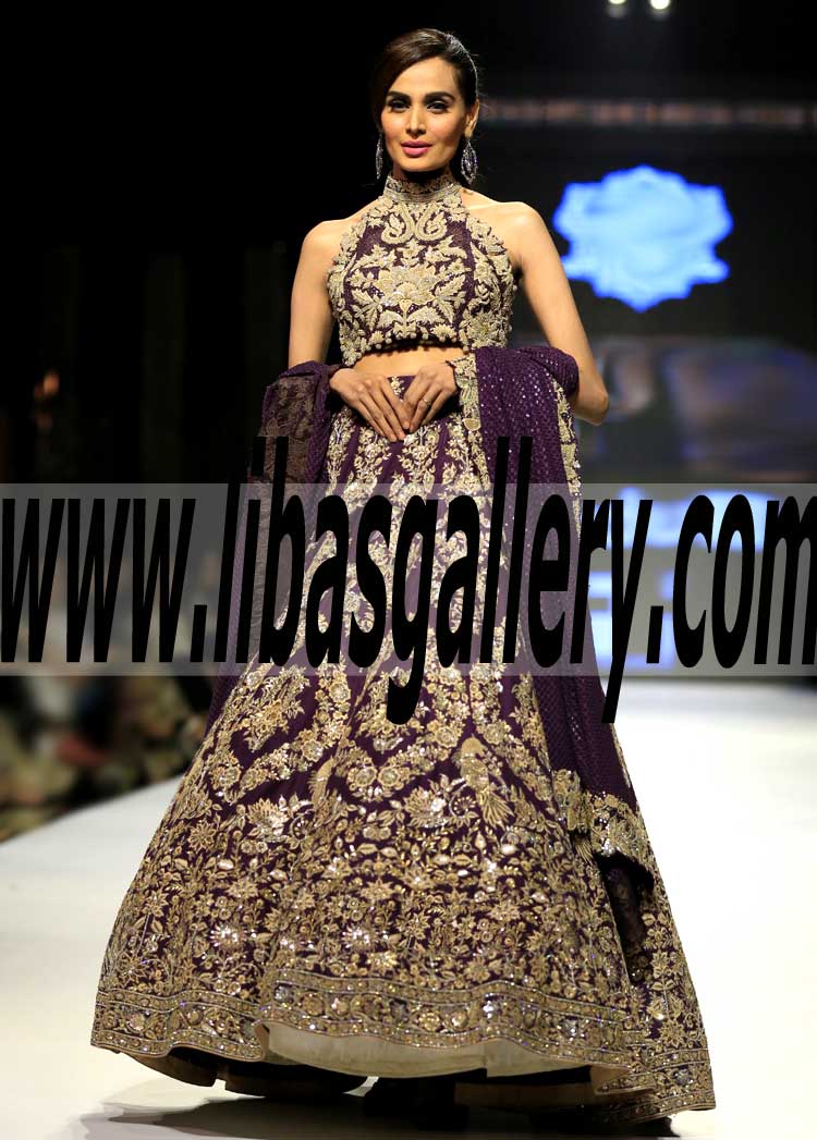 Glamorous Designer Bridal Dress with A Line Lehenga for High Fashion Bride