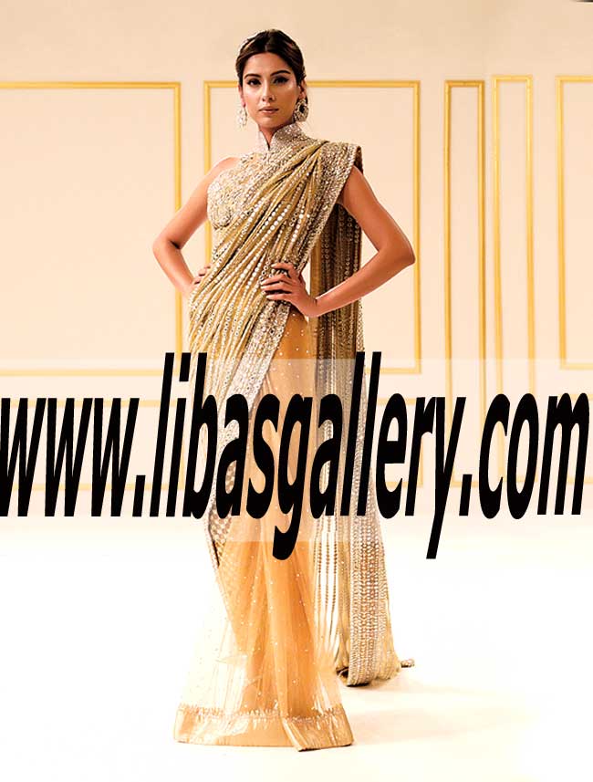 Pakistani Designer Wedding SAREE Dress for Valima and Special Events