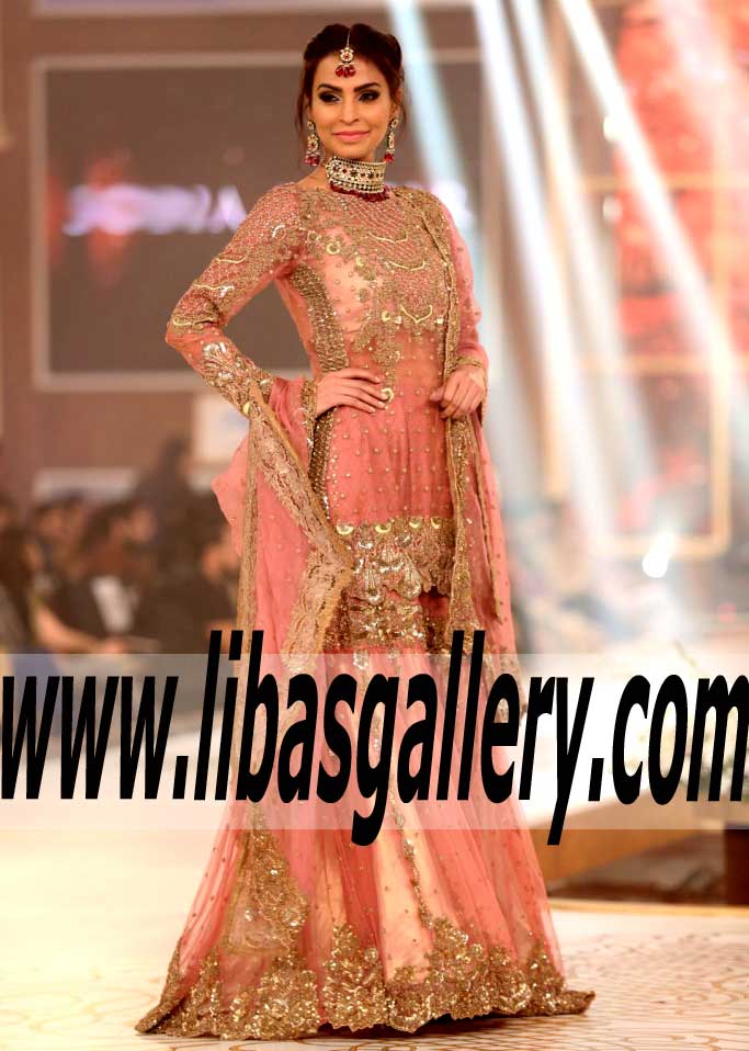 2017 Sobia Nazir Bridal Dresses, 2017 Sharara Lehenga Collection on Telenor Bridal Couture Week immediate delivery in Leicestershire UK