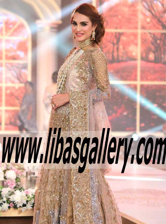 Magnificent Designer Wedding Dress with superb and attractive embellishments for Valima and Reception