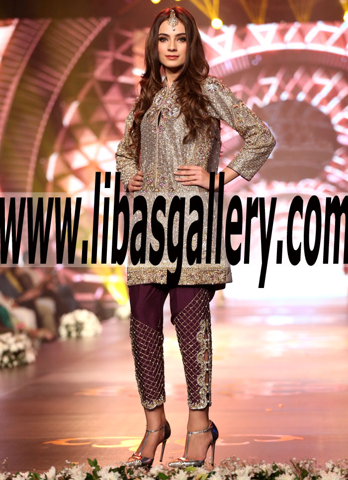 Luxury Wonderful Embellished Evening Dress with Crop Trouser for Party and Formal Occasions