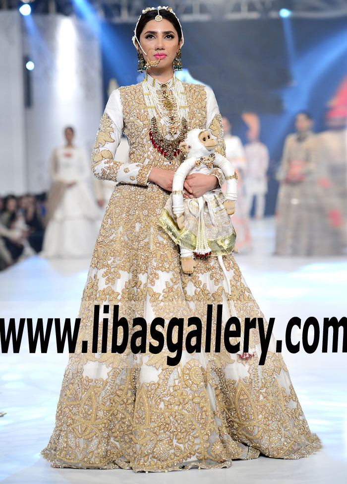 Elegant Bridal Gown Dress with Delicate and Sweet Embroidery and Embellishments for Wedding and Special Occasions