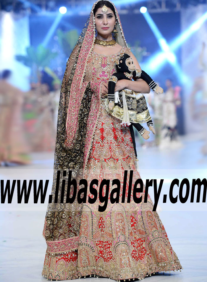 Pakistani Designer Ali Xeeshan Bridal Dresses 2017 | Bridal Collection | Heavy Embellished Lehenga | Oslo Norway Online Shopping | Discount 20-30% | libasgallery.com