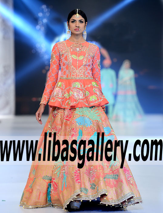 Attractive Designer Peplum Top with Wedding Lehenga Dress for Evening and Formal Occasions